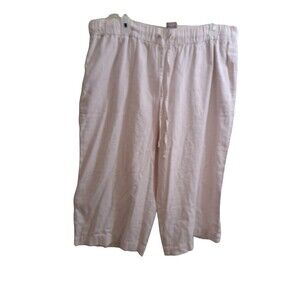 NWT White Stag Linen Blend Crop Pants Women XL 16W-18W Pink Coastal Beach Resort